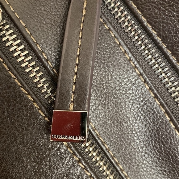 👛 TIGNANELLO CROSSBODY LEATHER HANDBAG shoulder bag purse Brown Like new - Picture 15 of 15